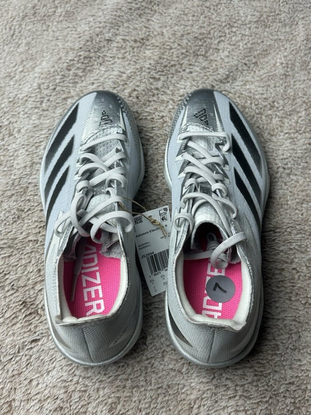 Adidas Adizero Electric+ Silver Speed Pack Metal Baseball Cleat JS2994 SZ 7 NWOB - Picture 14 of 15